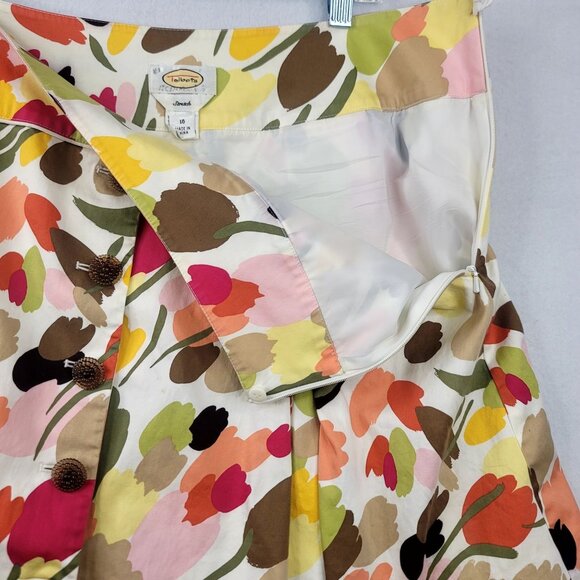 Talbots Womens Tulip Pleated A-Line Skirt Stretch 16 Knee Length Front Button - Picture 4 of 10